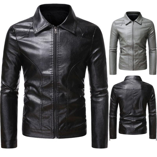 Men's Casual Slim-fit Leather Coat - AL MONI EXPRESS
