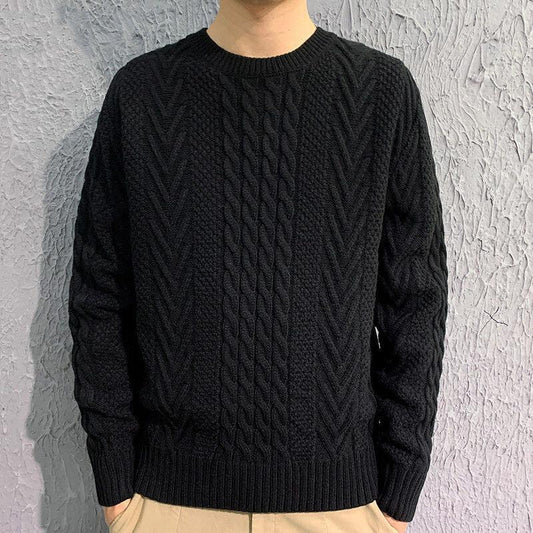 Men's Knitting Thick Yarn Fried Dough Twists Sweater - Almoni Express