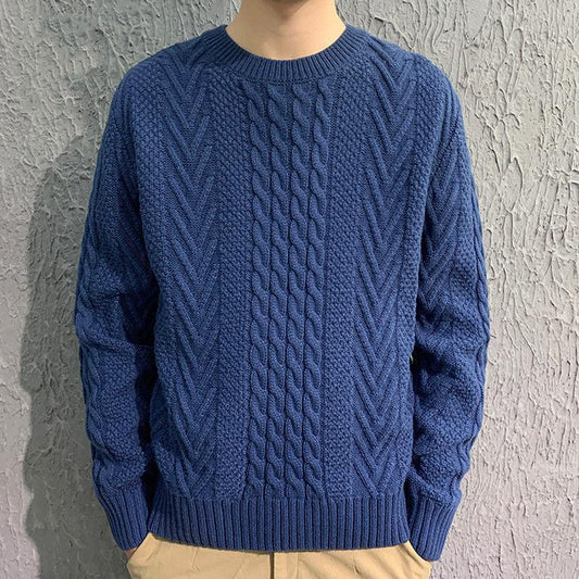 Men's Knitting Thick Yarn Fried Dough Twists Sweater - Almoni Express