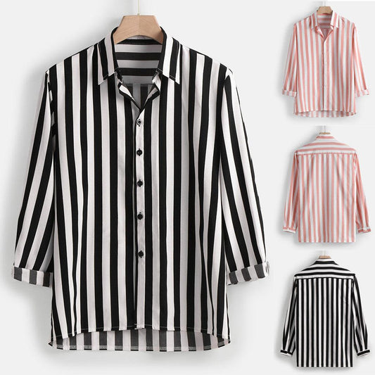 Men's long sleeve striped shirt - AL MONI EXPRESS
