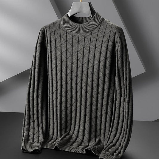 Men's Plus Size Knitted Sweater Loose Round Neck Bottoming Shirt - Almoni Express
