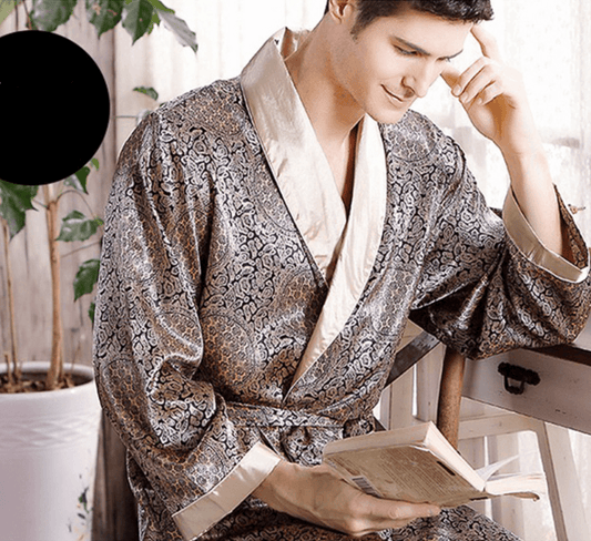 Men's silk nightgown summer - Almoni Express