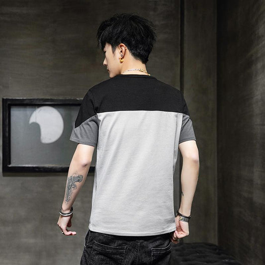 Men's stitching loose casual T-shirt - AL MONI EXPRESS