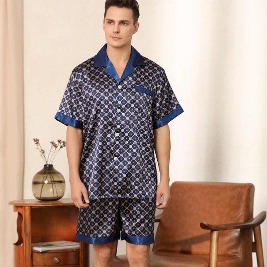 Men's Summer Printed Short-sleeved Shorts Pajamas - AL MONI EXPRESS