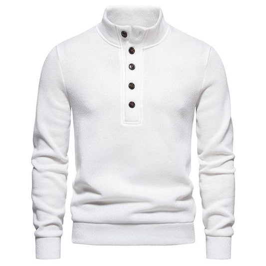Men's Turtleneck Buttons Pullover Casual Loose - Almoni Express