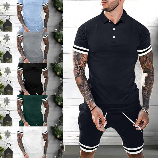 Mens Short Sets 2 Piece Outfits Polo Shirt Fashion Summer Tracksuits Casual Set Short Sleeve And Shorts Set For Men - AL MONI EXPRESS