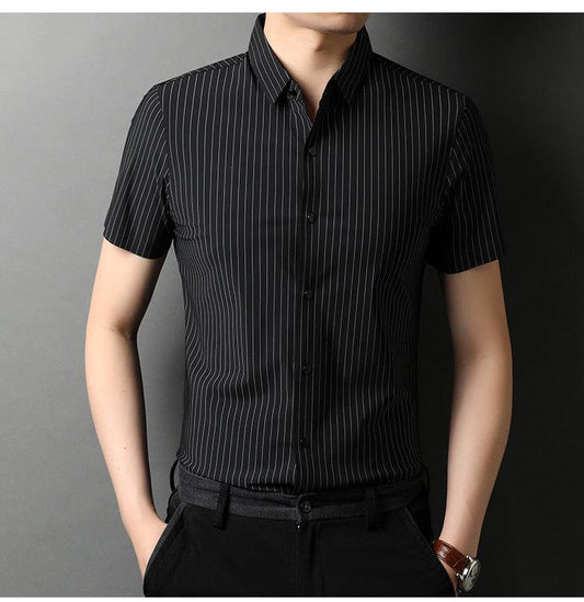 Middle-aged Short Sleeve Business Shirt With Lapel - AL MONI EXPRESS