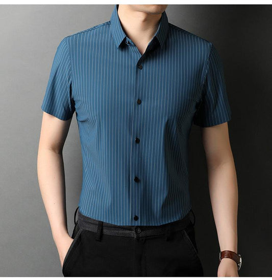Middle-aged Short Sleeve Business Shirt With Lapel - AL MONI EXPRESS