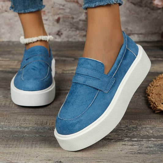 New Loafers Platform Round Toe Slip-on Shoes For Women Outdoor Casual Walking Shoes - AL MONI EXPRESS