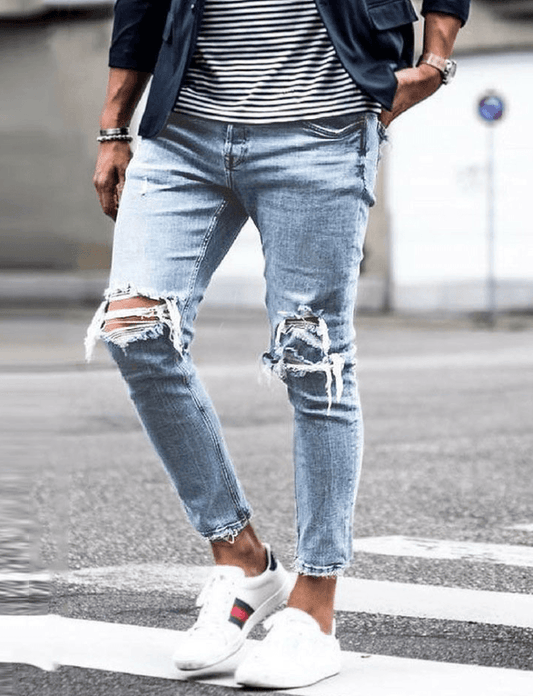 New Ripped Skinny Jeans mens Streetwear - AL MONI EXPRESS