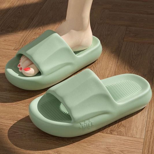 New Solid Striped Peep-toe Home Slippers Women Men House Shoes Non-slip Floor Bathroom Slippers For Couple - AL MONI EXPRESS