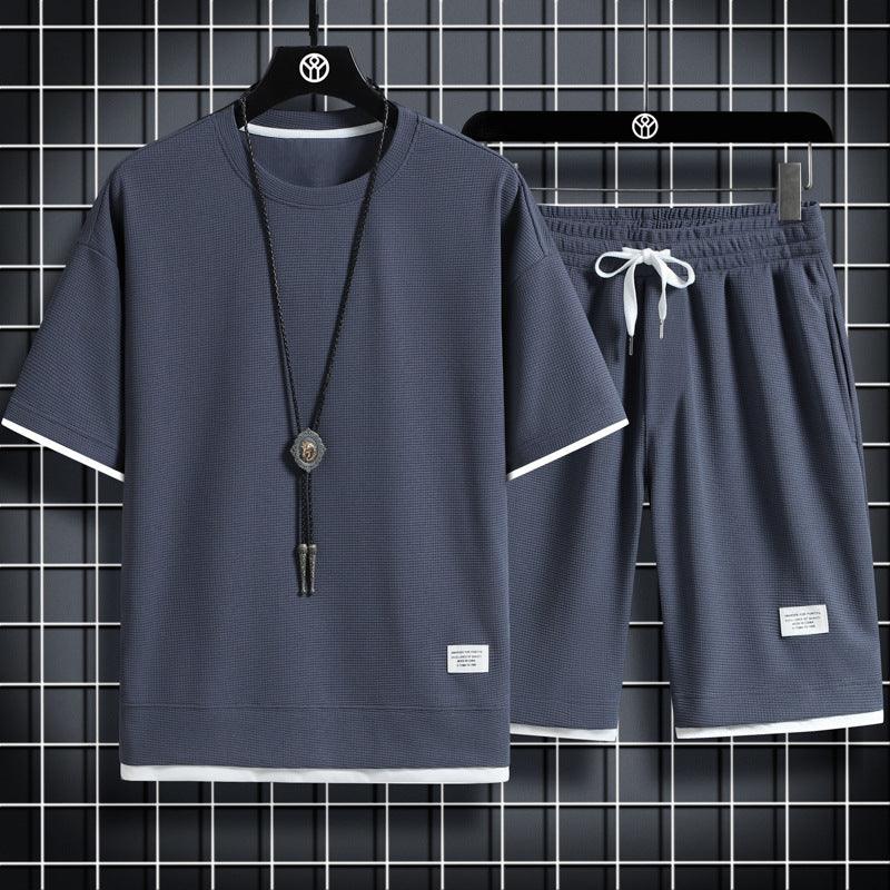 New Summer Short-sleeved Suit Men's T-shirt Exercise Casual Men's Clothes Sets - AL MONI EXPRESS