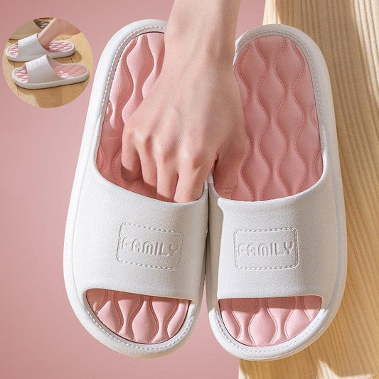 New Wave Pattern Design Slippers Indoor Fashion Two Colors House Shoes Non-slip Bathroom Slippers For Women Men - AL MONI EXPRESS