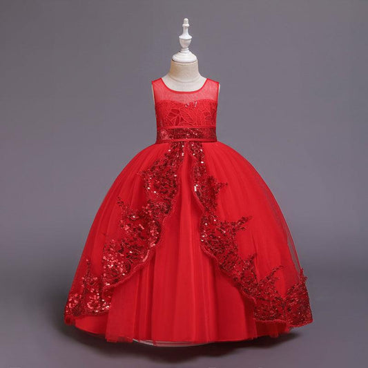 Party 3D Lace Flower Girl Wedding Dress - Almoni Express
