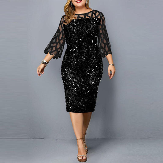 Party Dresses Sequin Plus Size Women's Sexy Night Club Dress - Almoni Express