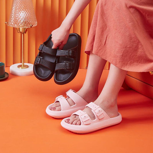 Platform Slippers Women's Summer Buckle Home Shoes Fashion Outdoor Wear Soft Bottom Sandals - AL MONI EXPRESS