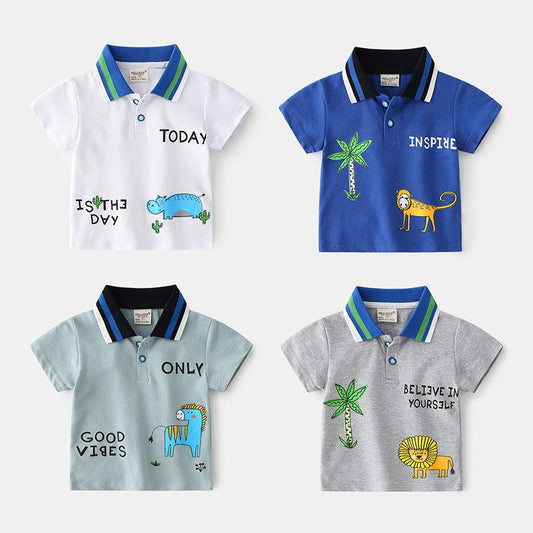 POLO Shirt Children's Baby Korean Style Trendy Bottoming Lapel T-shirt - Almoni Express