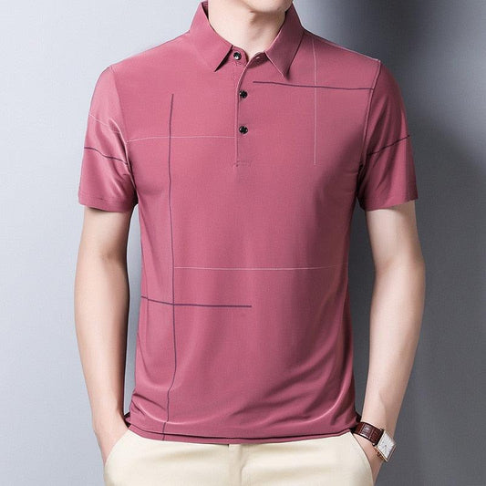 Polo shirt with printed lapel and ice silk - AL MONI EXPRESS