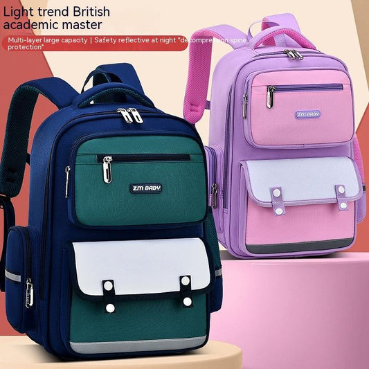 Primary School Student Schoolbag Male Grade 1-3-6 Portable Burden Alleviation Large Capacity Children's Schoolbag Backpack - Almoni Express