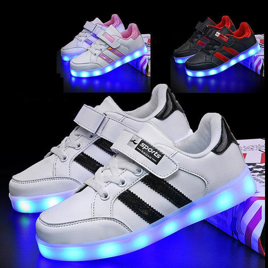 Rechargeable LED Small White Shoes For Children - Almoni Express