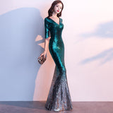 Sequined Annual Meeting Mermaid Dress - Almoni Express
