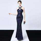 Sequined Party Dress Long Banquet Slim Fishtail - Almoni Express