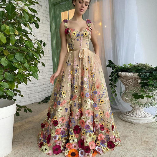 Sevintage Exquisite 3D Flowers Prom Dresses Sweetheart - Almoni Express