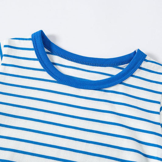 Short-sleeved Striped T-shirt Casual Boy Clothes - Almoni Express