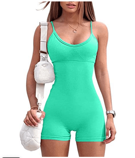 Spaghetti Strap Shorts Jumpsuit Sports Yoga Workout Tight Romper Women Fashion Fitness Sportwear - AL MONI EXPRESS