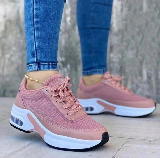 Sports Shoes Women SneakersThick Sole Mesh Breathable Casual Lace-Up Shoes - AL MONI EXPRESS