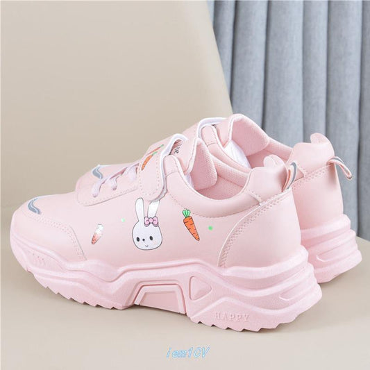 Spring And Autumn Primary School Students Casual All-match Pu Running Shoes - Almoni Express
