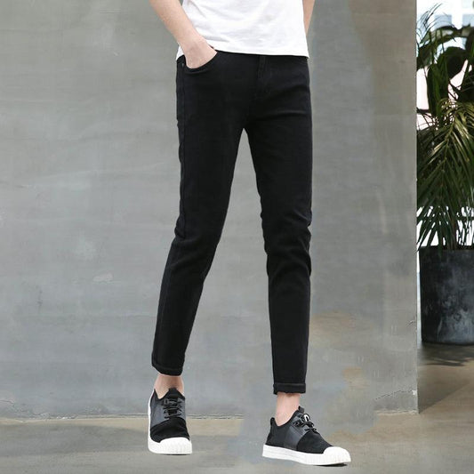 Spring And Summer Thin White Jeans Men Men'S Holes Casual Stretch Slim Fit Pants Men - Almoni Express