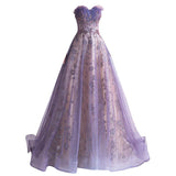 Strapless Purple Sequin Starry Dress Wedding Dress - Almoni Express