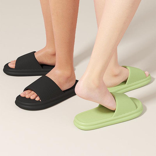 Striped Design Home Slippers For Women Men Soft Anti-slip Floor Bathroom Slippers Solid House Shoes - AL MONI EXPRESS