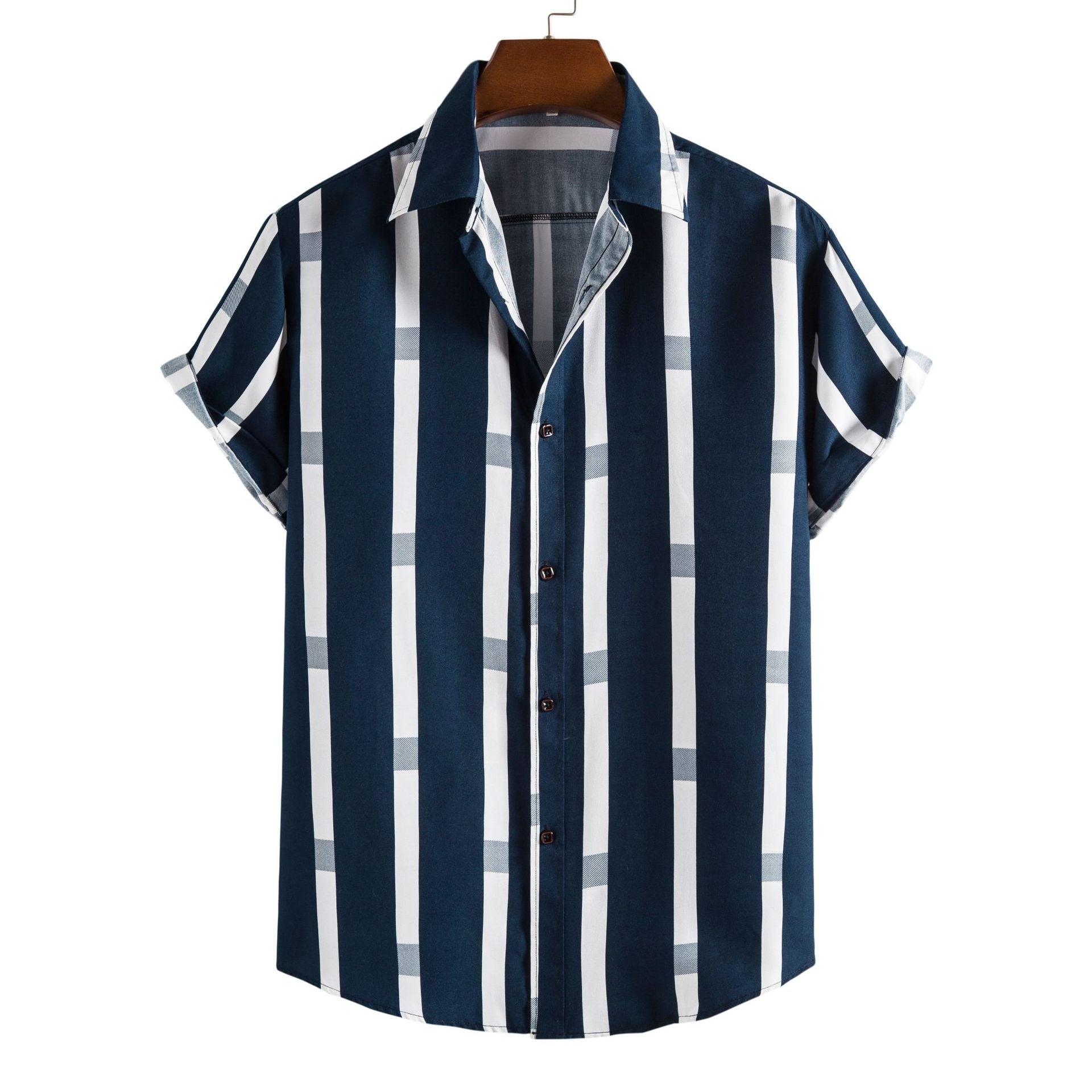 Striped Loose Plus Size Casual Men's Shirt - AL MONI EXPRESS