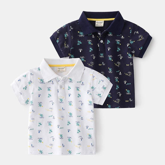 Summer Boys' Cotton Short-sleeved Polo Shirt - Almoni Express