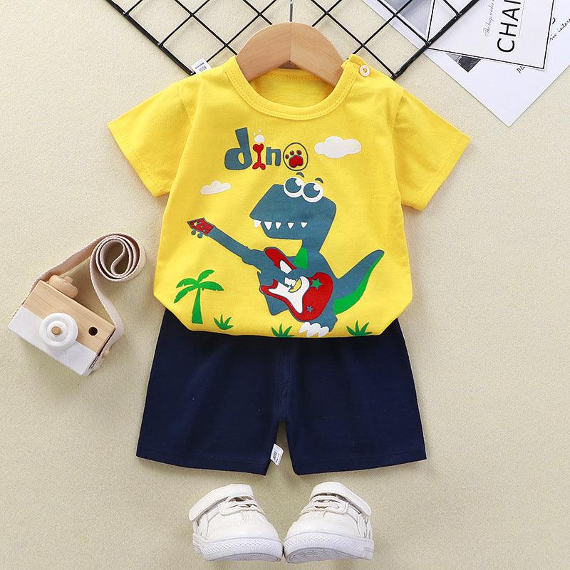 Summer Children's Short-sleeved Shorts Suit T-shirt Boys And Girls Baby Little Children's Clothing New - Almoni Express
