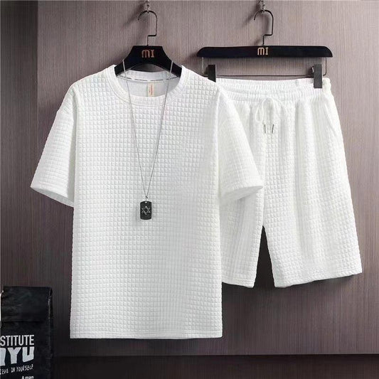 Summer Half Sleeves T-shirt Shorts New Two-piece Suit Casual Simple Men's Clothing - AL MONI EXPRESS