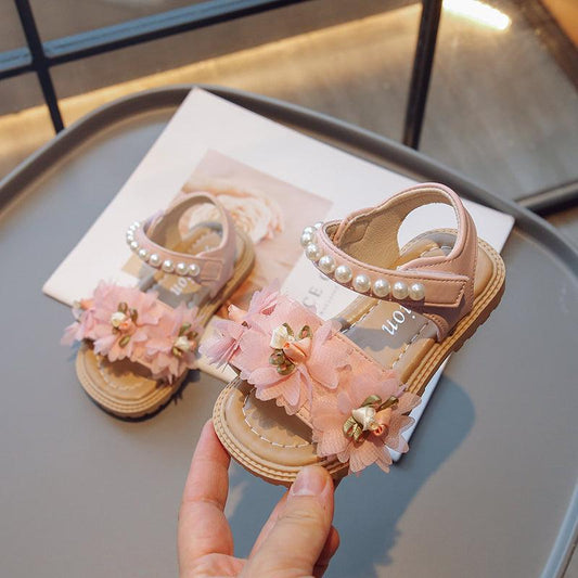 Sweet Flowers Kids Sandals Girls Versatile Soft Toddler Shoes - Almoni Express