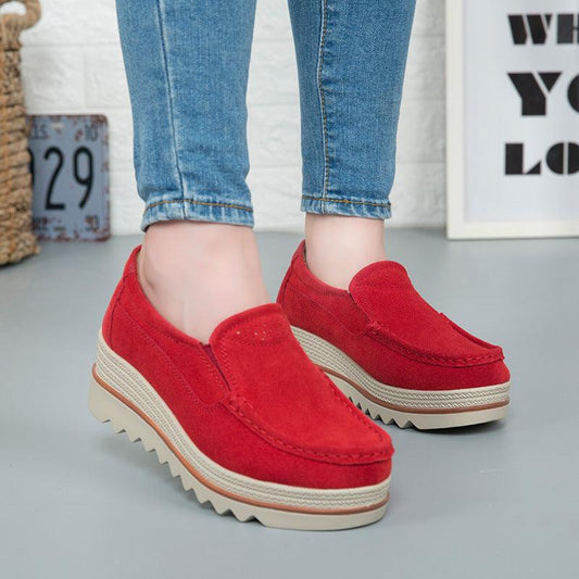Thick-soled Flat Shoes Anti-slip Suede Height Increasing Shoes For Women - AL MONI EXPRESS