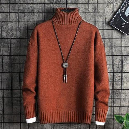 Turtleneck Sweater Men Korean Style Trend Thick Winter - Almoni Express