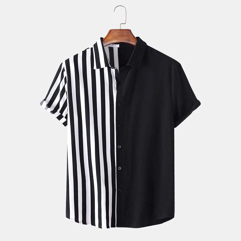 Two-tone Striped Print Casual Men's Shirt - AL MONI EXPRESS