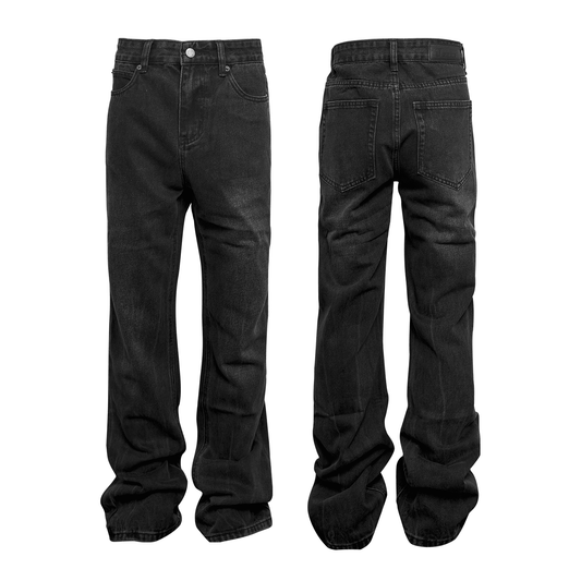 Washed Cracked Black Fit Denim Trousers - AL MONI EXPRESS