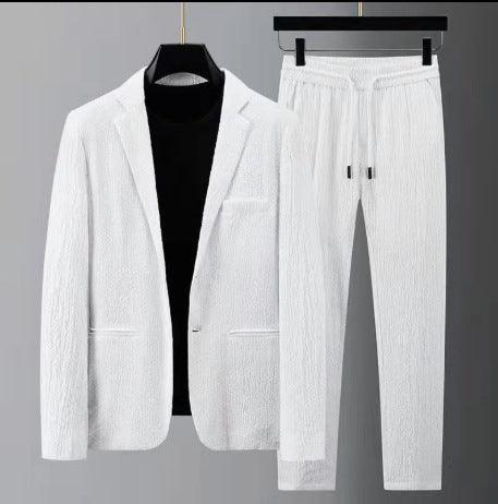 White Men's Casual Suit Jacket Men's Spring And Summer - AL MONI EXPRESS