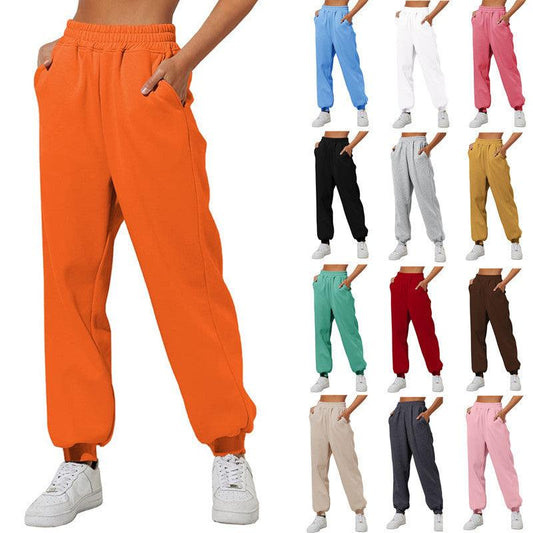 Women's Trousers With Pockets High Waist Loose Jogging Sports Pants Comfortable Casual Sweatshirt Pants - AL MONI EXPRESS