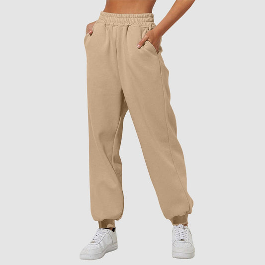 Women's Trousers With Pockets High Waist Loose Jogging Sports Pants Comfortable Casual Sweatshirt Pants - AL MONI EXPRESS