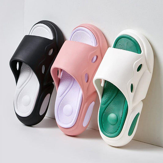 Women's Two-color Slippers For Couple Thick-soled Indoor Floor House Shoes Summer Outdoor Leisure Beach Shoes Women Men - AL MONI EXPRESS