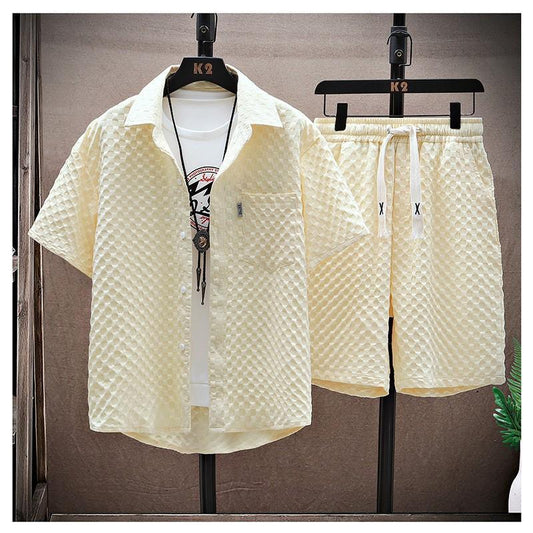Youth Summer Suit Men's Loose Casual Shirt Short-sleeved Shorts - AL MONI EXPRESS