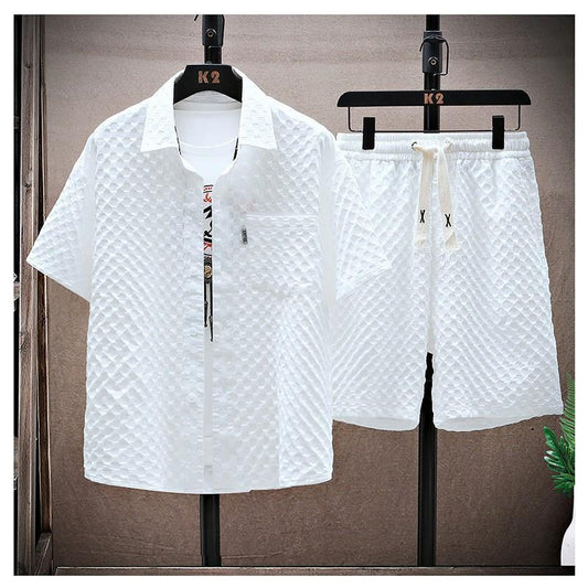 Youth Summer Suit Men's Loose Casual Shirt Short-sleeved Shorts - AL MONI EXPRESS