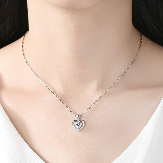925 Heart-shaped Rhinestones Necklace Luxury Personalized Necklace For Women Jewelry Jewelry Valentine's Day Gift - AL MONI EXPRESS